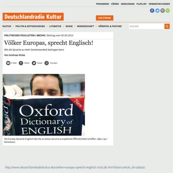 Das Bild zeigt die DRadio WebSite mit dem zitierten PodCast 